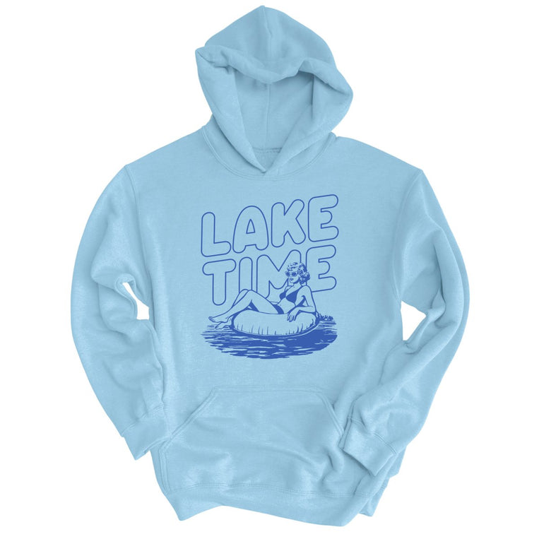 Lake Time Graphic Hoodie - Light Blue