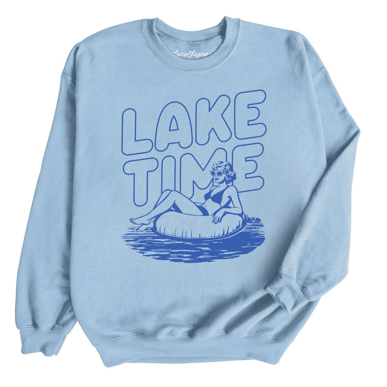 Lake Time Graphic Sweatshirt - Light Blue