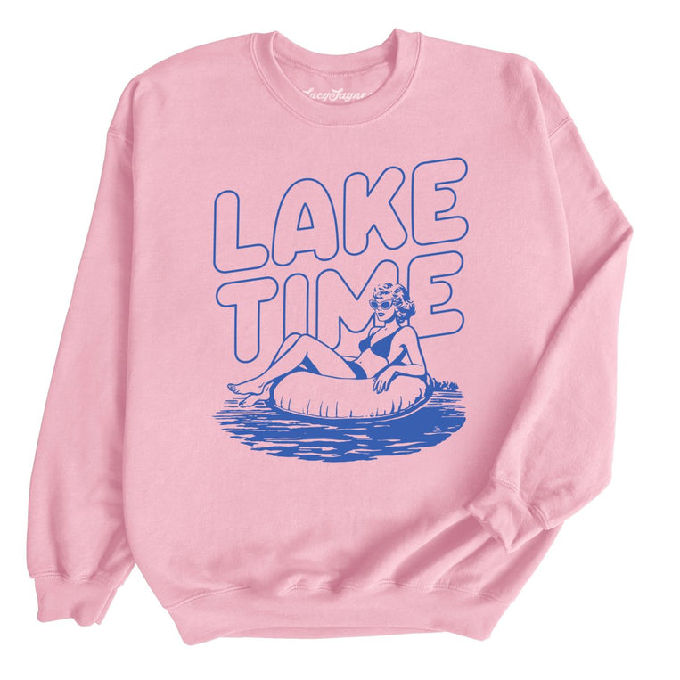 Lake Time Graphic Sweatshirt - Light Pink
