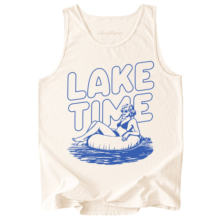 Lake Time Comfort Colors Graphic Tank Top - Ivory