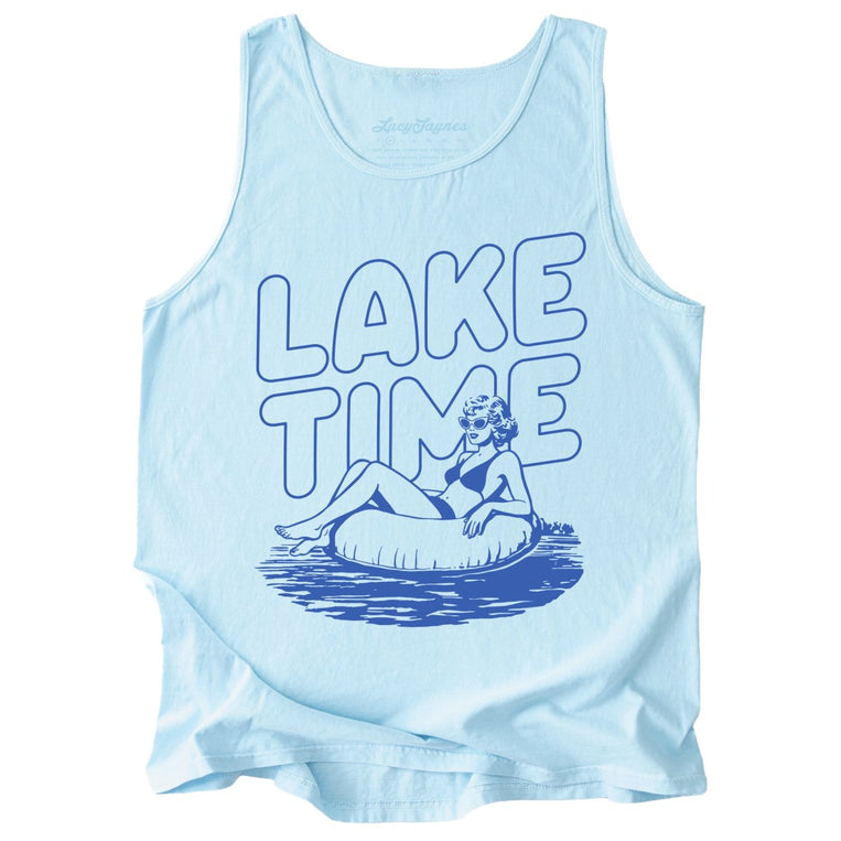 Lake Time Comfort Colors Graphic Tank Top - Chambray