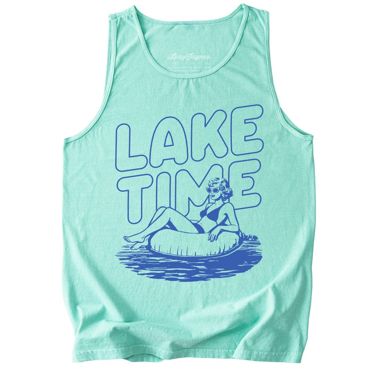 Lake Time Comfort Colors Graphic Tank Top - Island Reef