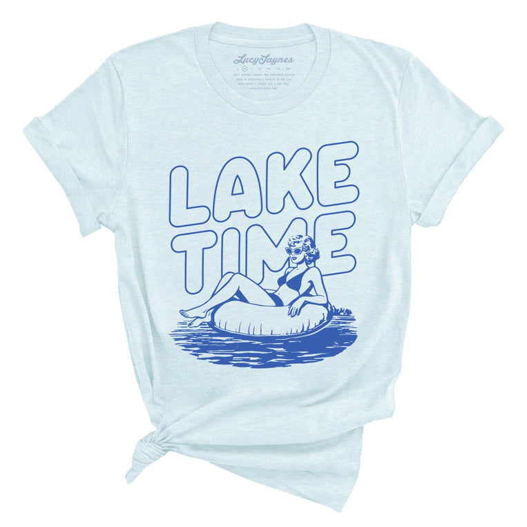 Lake Time Graphic Tee - Heather Ice Blue