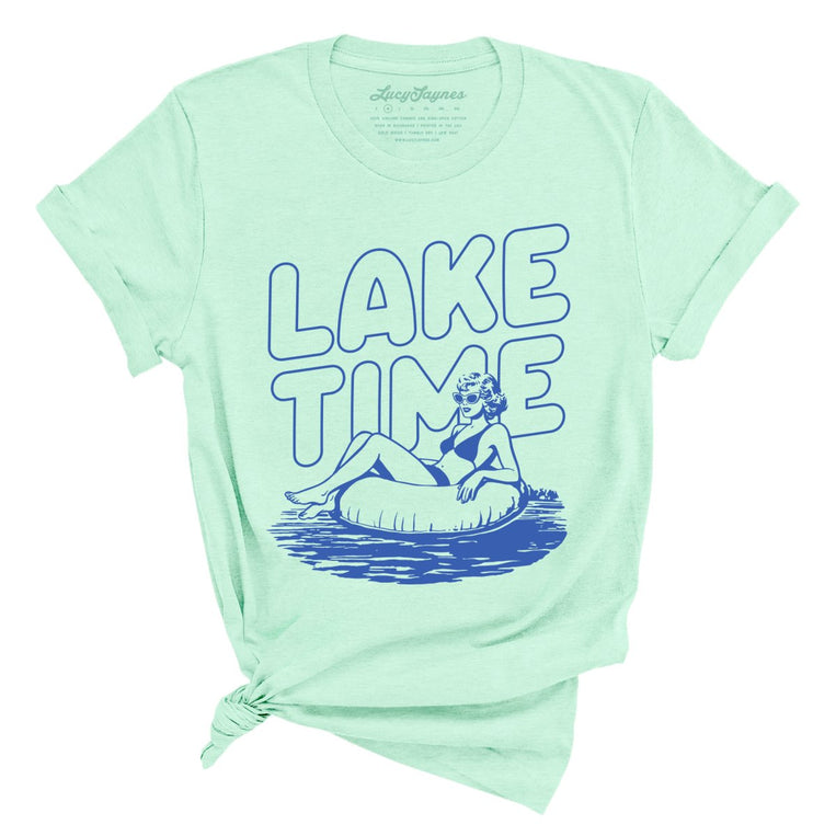 Lake Time Graphic Tee - Heather Mint