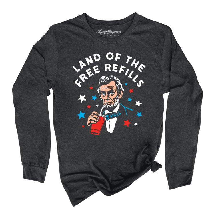 Land Of The Free Refills - Dark Grey Heather - Unisex Long Sleeve T-Shirt