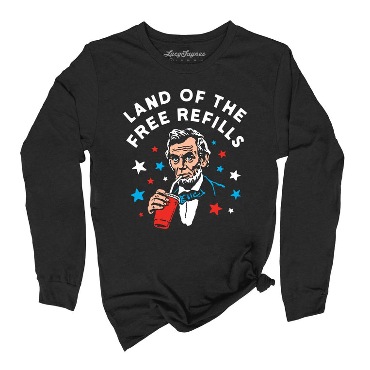 Land Of The Free Refills - Black - Unisex Long Sleeve T-Shirt