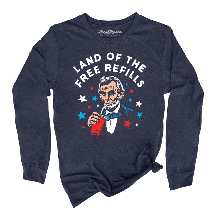 Land Of The Free Refills - Heather Navy - Unisex Long Sleeve T-Shirt