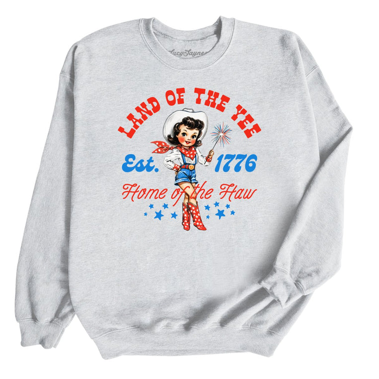 Land Of The Yee Home Of The Haw Graphic Sweatshirt - Ash