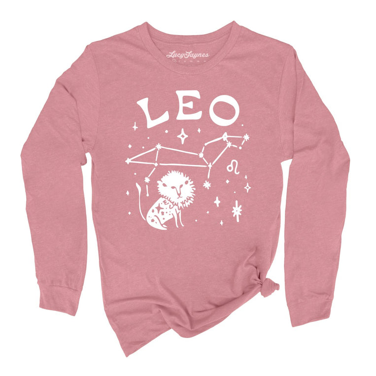 Leo - Heather Mauve - Unisex Long Sleeve T-Shirt