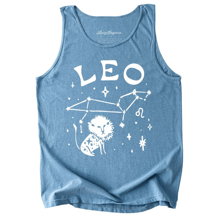 Leo Comfort Colors Graphic Tank Top - Ice Blue