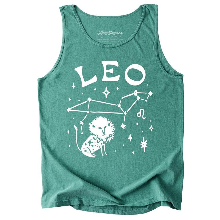 Leo Comfort Colors Graphic Tank Top - Light Green
