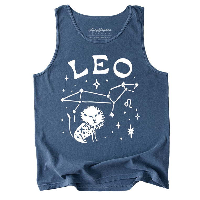 Leo Comfort Colors Graphic Tank Top - Denim