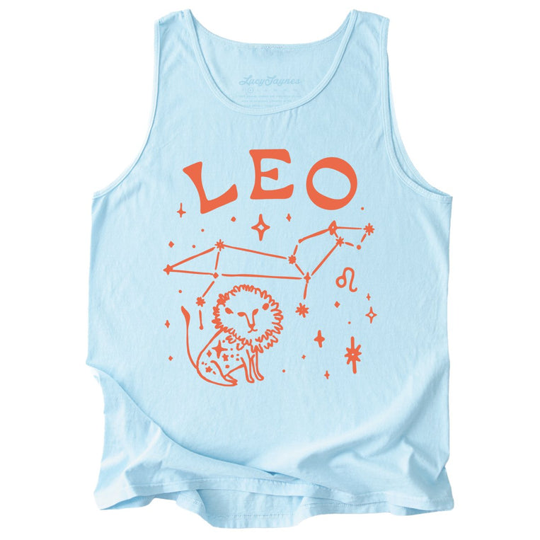 Leo Comfort Colors Graphic Tank Top - Chambray