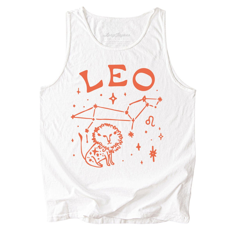 Leo Comfort Colors Graphic Tank Top - White
