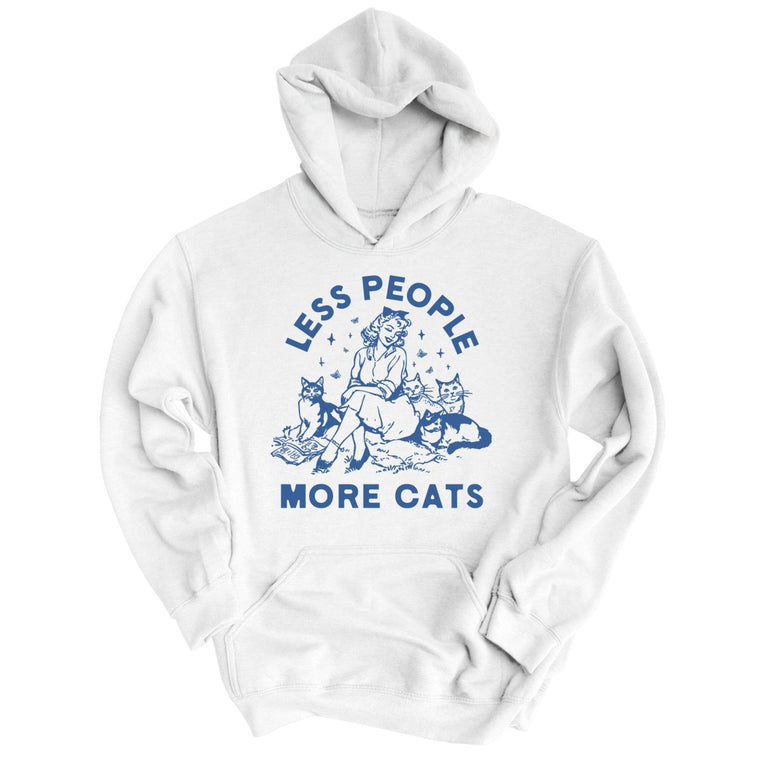 Less People More Cats - White - Unisex Hoodie