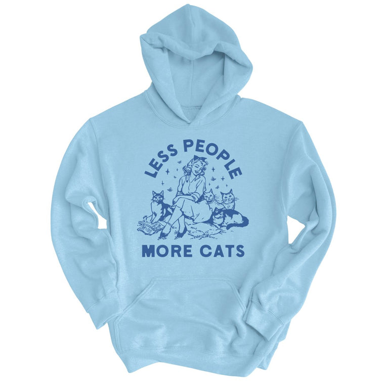 Less People More Cats - Light Blue - Unisex Hoodie