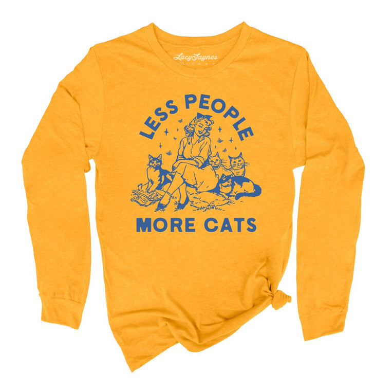Less People More Cats - Gold - Unisex Long Sleeve T-Shirt