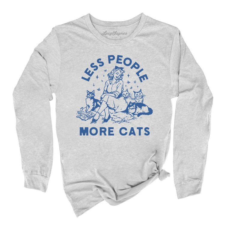 Less People More Cats - Athletic Heather - Unisex Long Sleeve T-Shirt