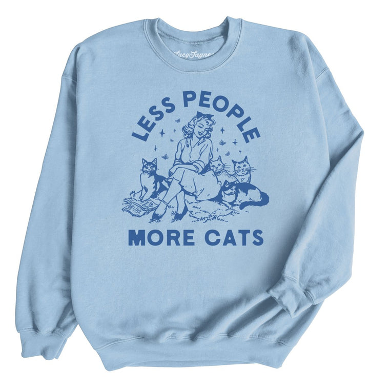 Less People More Cats - Light Blue - Unisex Sweatshirt