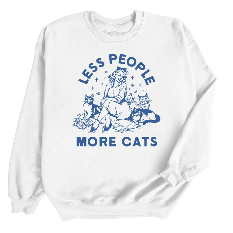 Less People More Cats - White - Unisex Sweatshirt