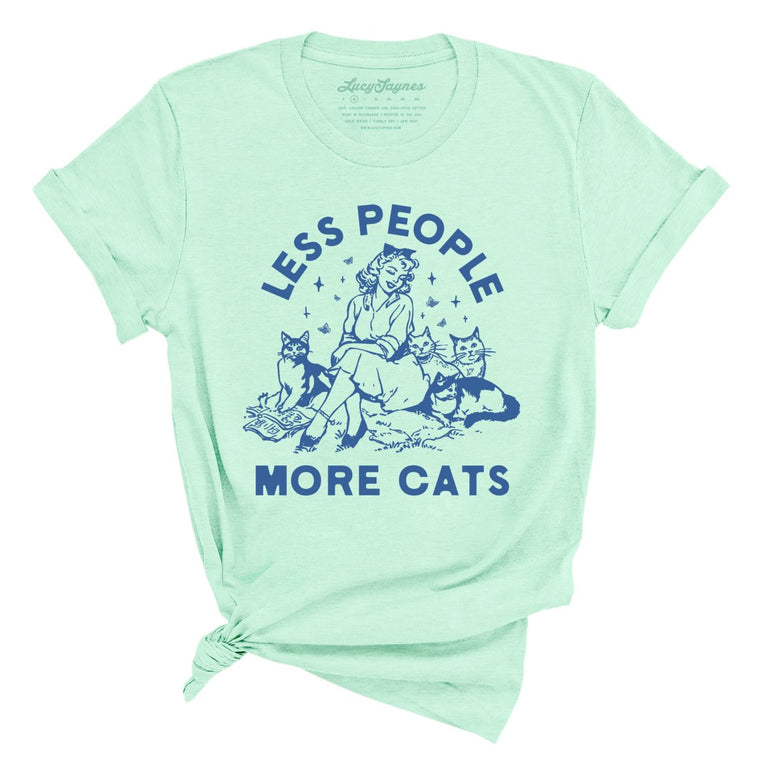 Less People More Cats - Heather Mint - Unisex T-Shirt
