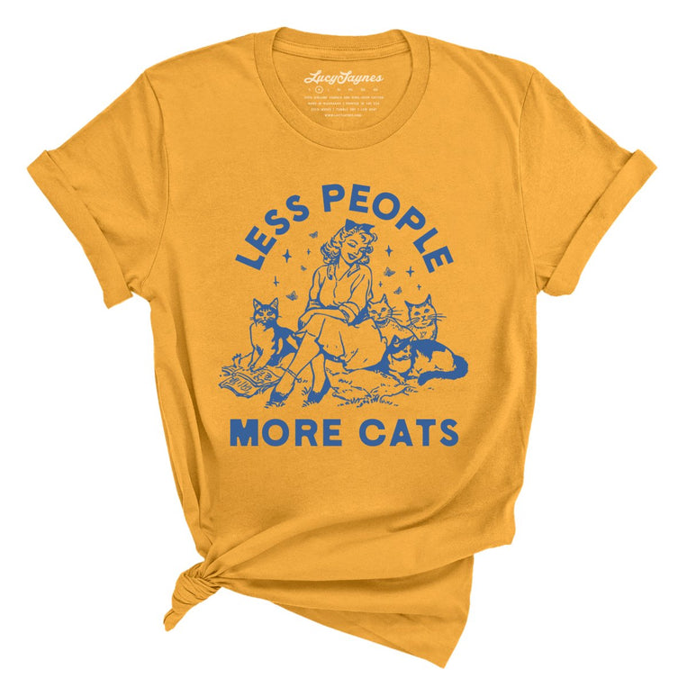 Less People More Cats - Mustard - Unisex T-Shirt