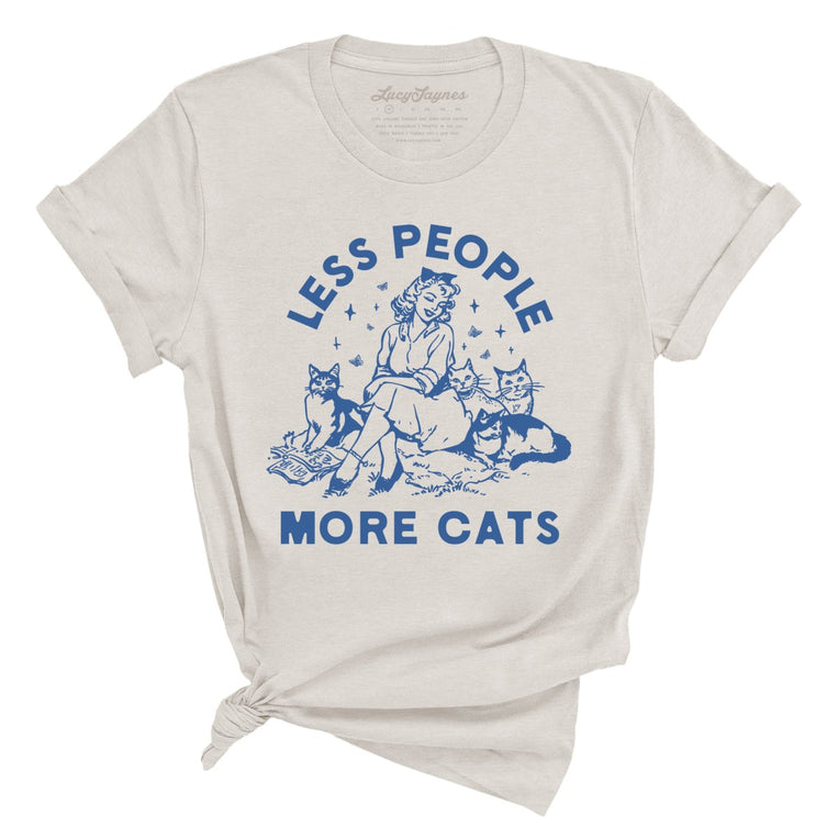 Less People More Cats - Heather Dust - Unisex T-Shirt