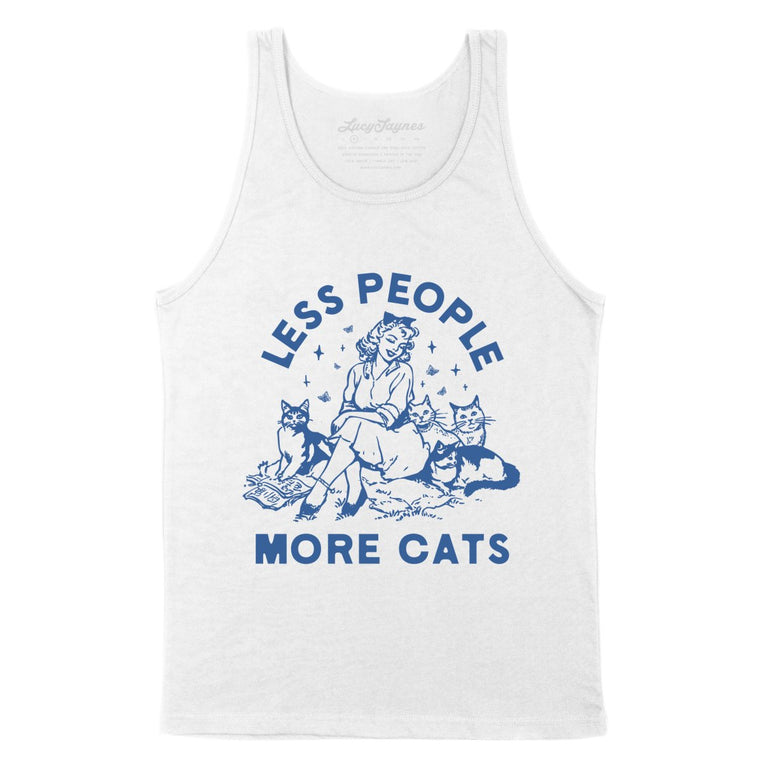 Less People More Cats - White - Unisex Tank Top