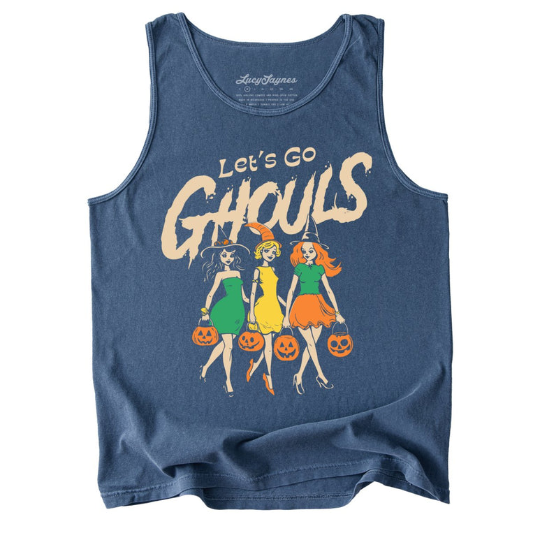 Let's Go Ghouls Comfort Colors Graphic Tank Top - Denim