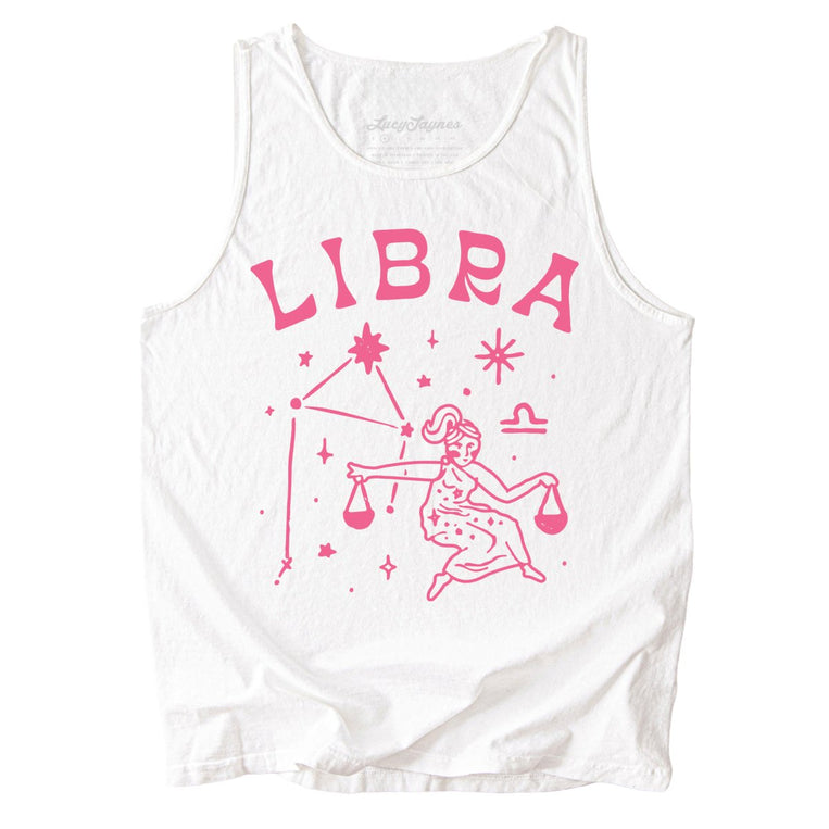 Libra Comfort Colors Graphic Tank Top - White