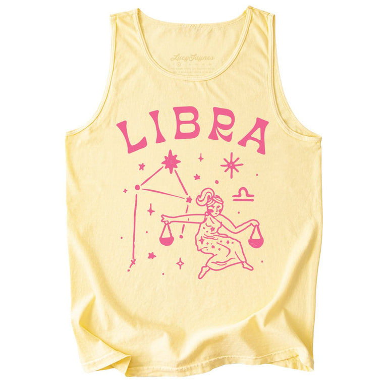 Libra Comfort Colors Graphic Tank Top - Butter