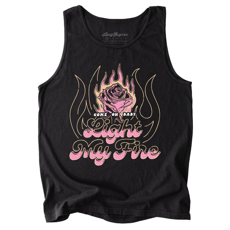 Light My Fire Comfort Colors Graphic Tank Top - Black