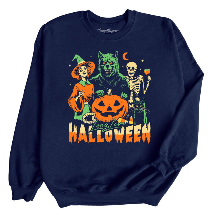 LYEAA Halloween Women's Sweatshirt Long Sleeve Crew Neck Regular Ribbed Cuff Oversized Casual Wear Ghost Holiday Clothes Coffee S