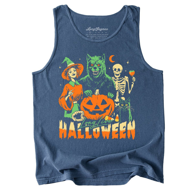 Long Live Halloween Comfort Colors Graphic Tank Top - Denim