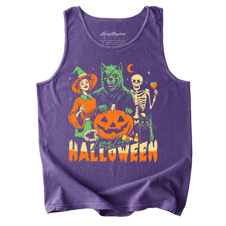 Long Live Halloween Comfort Colors Graphic Tank Top - Grape