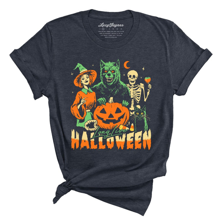 Long Live Halloween - Heather Navy - Full Front