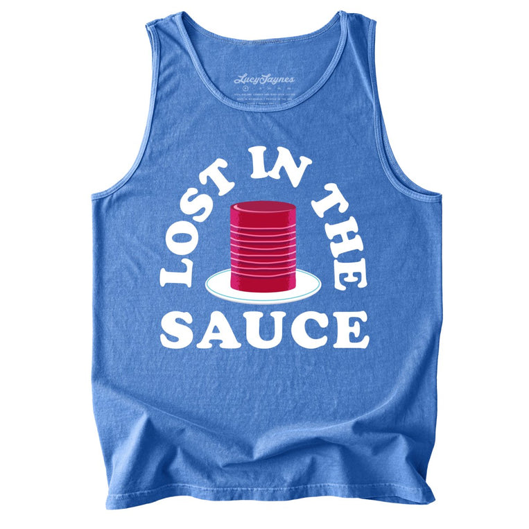 Lost In The Sauce Comfort Colors Graphic Tank Top - Flo Blue