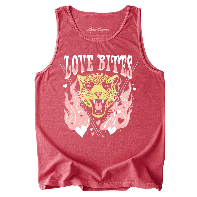 Love Bites Comfort Colors Graphic Tank Top - Crimson