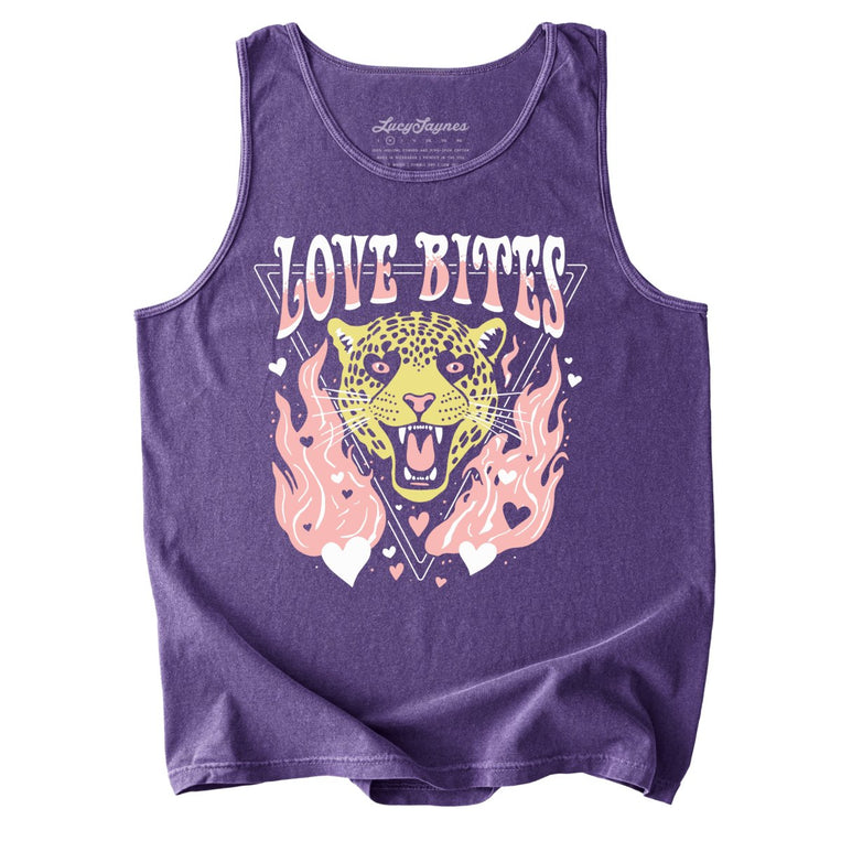 Love Bites Comfort Colors Graphic Tank Top - Grape