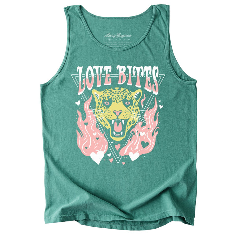 Love Bites Comfort Colors Graphic Tank Top - Light Green