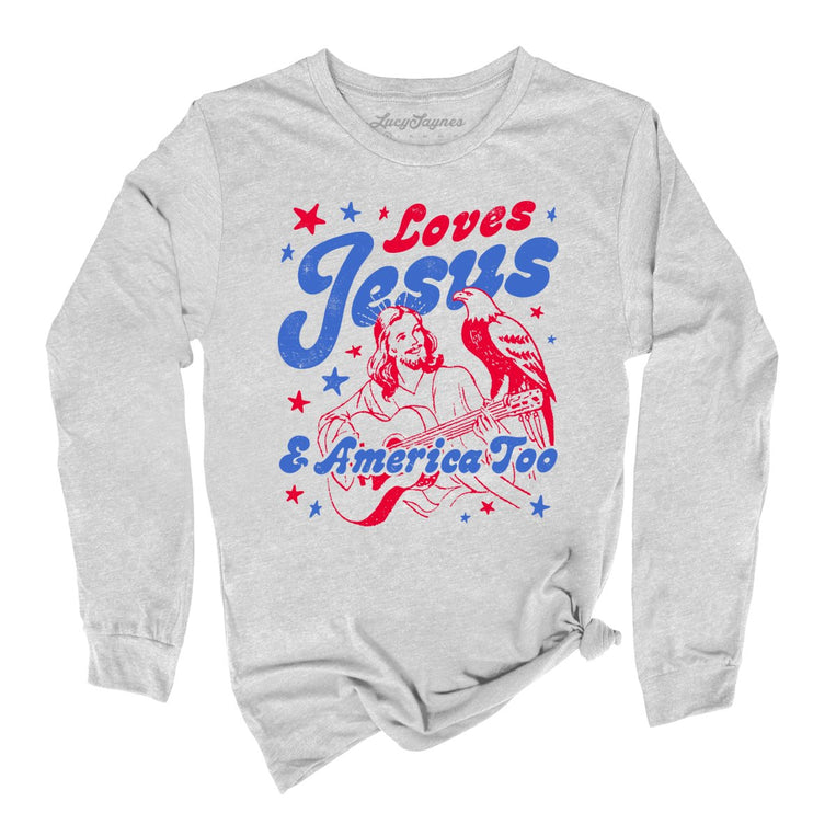 Loves Jesus And America Too - Athletic Heather - Unisex Long Sleeve T-Shirt