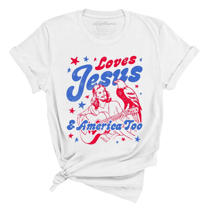 Loves Jesus And America Too Tee