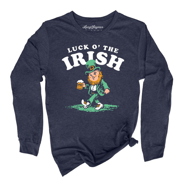 Luck O' The Irish - Heather Navy - Unisex Long Sleeve T-Shirt