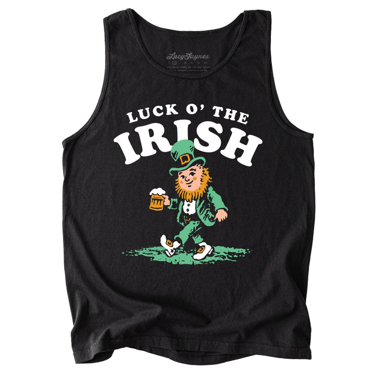 Luck O' The Irish Comfort Colors Graphic Tank Top - Black