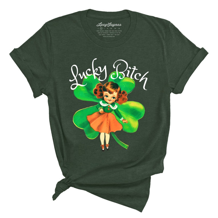 Lucky Bitch - Heather Forest - Unisex T-Shirt