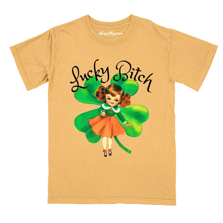 Lucky Bitch - Mustard - Comfort Colors Tee