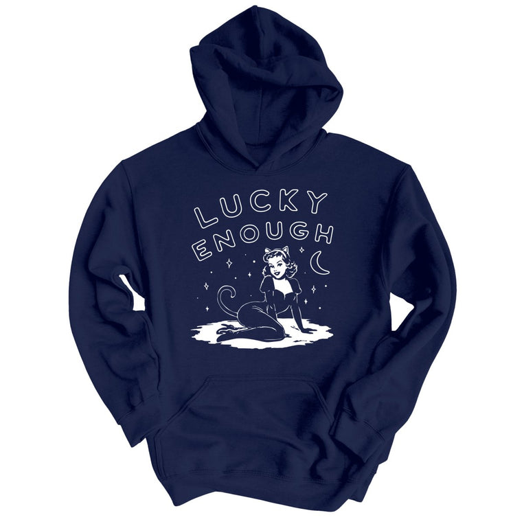 Lucky Enough - Navy - Unisex Hoodie