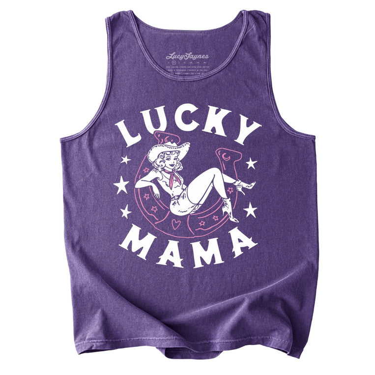 Lucky Mama Comfort Colors Graphic Tank Top - Grape