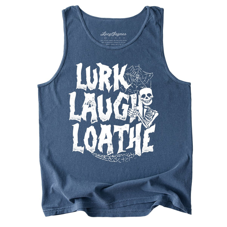 Lurk Laugh Loathe Comfort Colors Graphic Tank Top - Denim