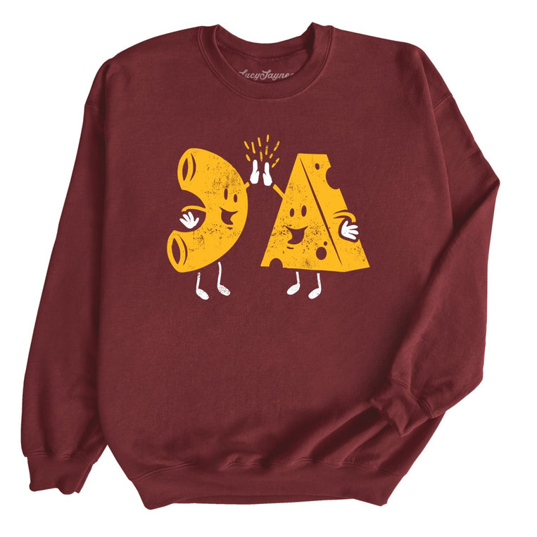 Mac And Cheese High Five - Maroon - Unisex Sweatshirt